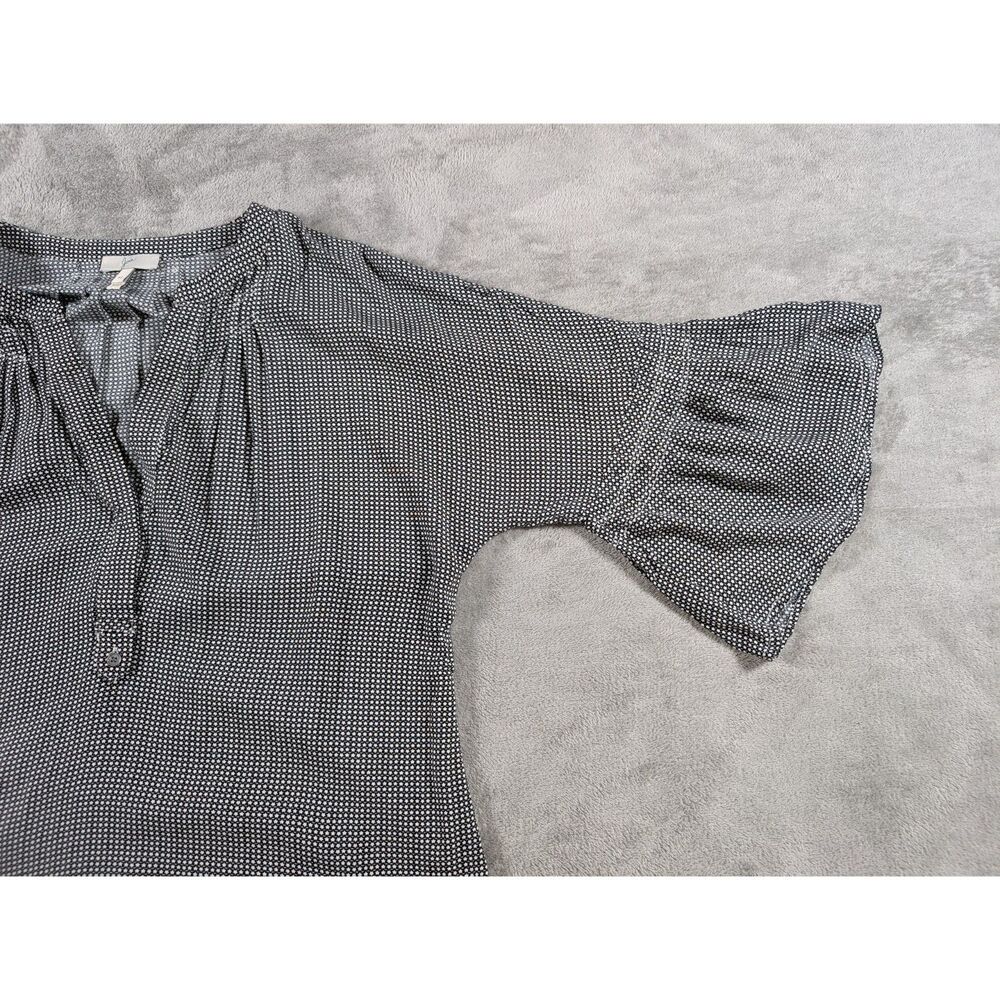 Joie Tunic Shirt Dress Womens M Black White Star Print Bell Sleeve Rayon Mini - Picture 4 of 11